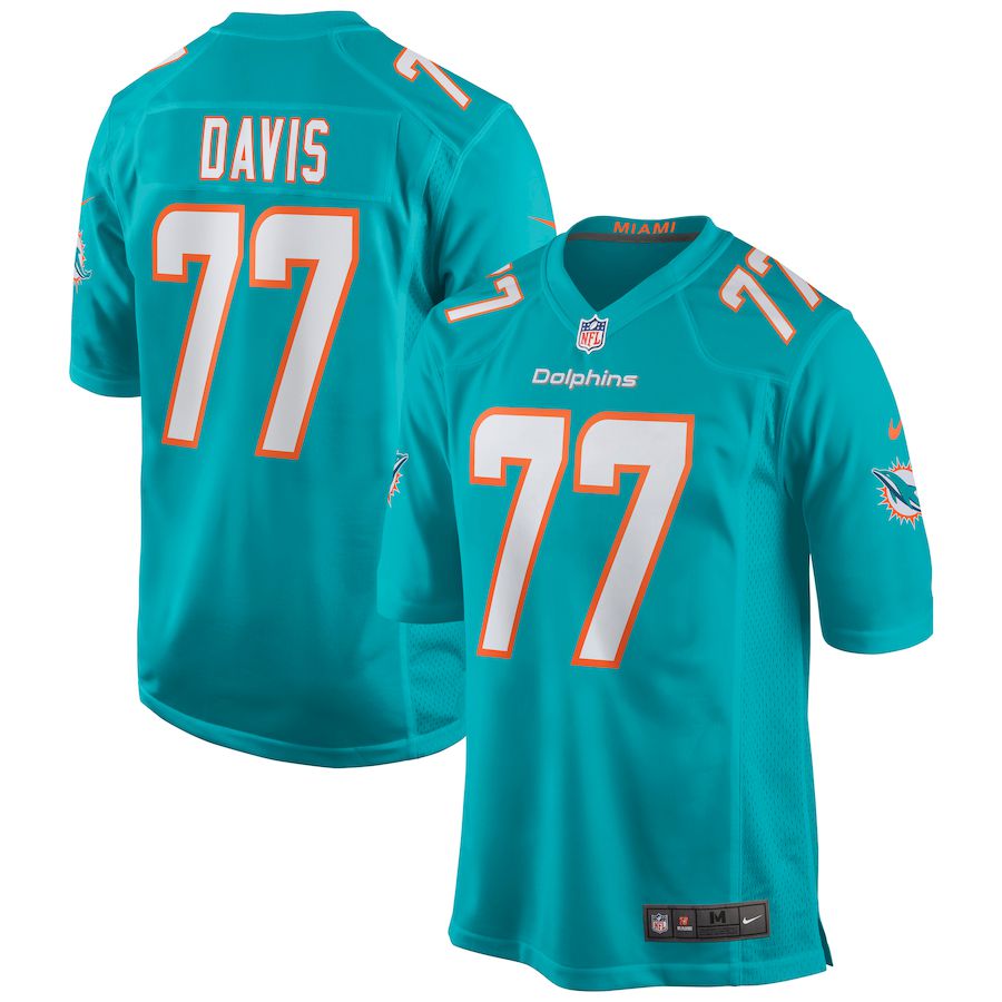 Men Miami Dolphins #77 Jesse Davis Nike Green Game NFL Jersey